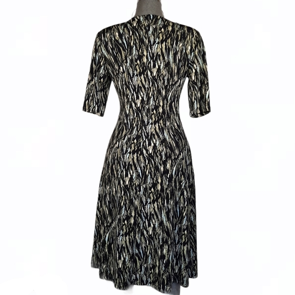 Connected abstract ikat print wrap midi dress 10 - Picture 2 of 13